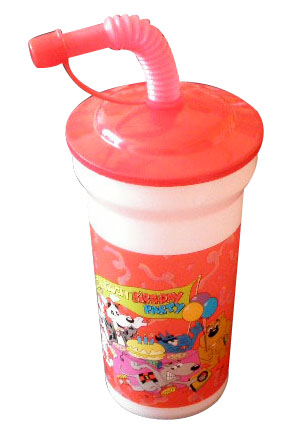 Plastic cup with straw